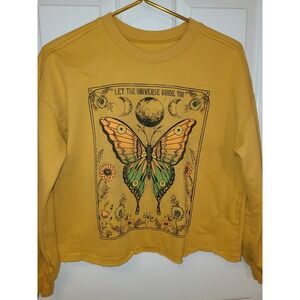 Zoe + Liv Womens Size S Crew Neck Sweater Butterfly Graphic Universe Guides YOU